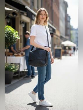 Gucci Black Embossed GG Leather Messenger Bag